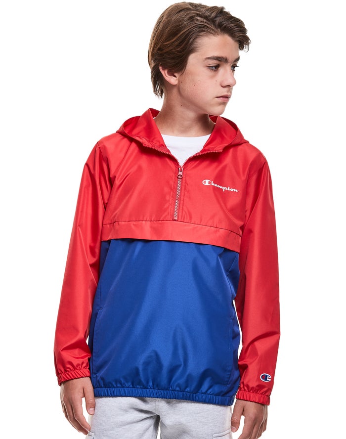 Champion Stadium Colorblock Windbreaker Erkek Çocuk Ceket Mavi/Kırmızı ( OYZSBN028 )